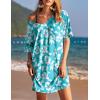imageEkouaer Womens Tshirt Nightgown Cotton V Neck Sleepshirts Comfy Casual Nightshirt for WomenMint White Flower