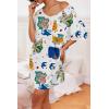 imageEkouaer Womens Tshirt Nightgown Cotton V Neck Sleepshirts Comfy Casual Nightshirt for WomenPrint White