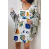 imageEkouaer Womens Tshirt Nightgown Cotton V Neck Sleepshirts Comfy Casual Nightshirt for WomenPrint White