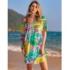 imageEkouaer Womens Tshirt Nightgown Cotton V Neck Sleepshirts Comfy Casual Nightshirt for WomenTropical Leaf