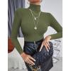imageEkouaer Womens Turtleneck Tops Ribbed Pullover Sweater Long Sleeves Shirts Midweight Thermal Underwear BlouseArmy Green