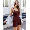 imageEkouaer Womens Workout Romper Ribbed Unitard Stretch One Piece Short Jumpsuits Yoga Sleeveless Adjustable Outfits 2024Dark Red