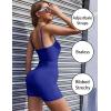 imageEkouaer Womens Workout Romper Ribbed Unitard Stretch One Piece Short Jumpsuits Yoga Sleeveless Adjustable Outfits 2024Royal Blue