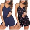 imageEkouaer 2 Pack Womens Cami Pajamas Sets Lingerie Sleeveless Soft Pjs Set with Shorts SleepwearNavy BlueBlack Butterfly