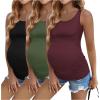imageEkouaer 3 Pack Women Maternity Tank Tops Ruch Side Basic Shirts Summer Postpartum Tops Sleeveless Pregnancy Workout ClothesBlackArmy GreenDark Red