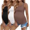 imageEkouaer 3 Pack Women Maternity Tank Tops Ruch Side Basic Shirts Summer Postpartum Tops Sleeveless Pregnancy Workout ClothesBlackWhiteCoffee