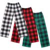 imageEkouaer Girls Soft Pajamas Pants Cute Print Pattern PJ Bottoms Comfortable Lounge Long Pants with 2 Pockets3 PackwhiteRedGreen Plaid