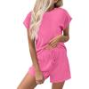 imageEkouaer Pajamas for Women Ribbed Knit Lounge Set Cap Sleeve Top and Shorts Loungewear Sleepwear with Pockets SXXLRose Red