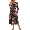 imageEkouaer Robes for Women Long Sleeve Knit Kimono Bathrobe Soft Lightweight Loungewear Ladies Cotton SleepwearOrange Red Flowers