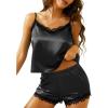 imageEkouaer Sexy Lace Silk Satin Pajamas Cami Lingerie Sets 2 Piece Pjs Sleepwear Loungewear Bridal Gift for Women