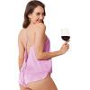 imageEkouaer Silk Pajamas Set for Women Satin Backless Lingerie Pjs Cami Top and Shorts NightwearBright Purple