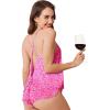 imageEkouaer Silk Pajamas Set for Women Satin Backless Lingerie Pjs Cami Top and Shorts NightwearRose Leopard