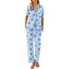 imageEkouaer Women Pajamas Set Button Down Sleepwear Short Sleeve Nightwear with Long Pants Soft Pjs Set SXXLElephant