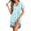 imageEkouaer Women V Neck Button Down NightgownBlue Moon