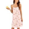 imageEkouaer Womens 100 Cotton Lace Nightgown Sleeveless Sleep Dress Victorian Sleepshirt Button Strap GownPink Floral