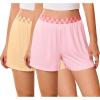 imageEkouaer Womens 2 Pack Pajama Shorts Comfy Plaid Elastic Waist Sleep Shorts Modal Soft Pj Bottoms with PocketsPinklight Brown