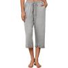 imageEkouaer Womens Capri Pajama Pants Wide Leg Lounge Sleep Pants Soft Comfy Drawstring Pj Bottoms with PocketsPale Heather Gray