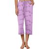 imageEkouaer Womens Capri Pajama Pants Wide Leg Lounge Sleep Pants Soft Comfy Drawstring Pj Bottoms with PocketsPink Love