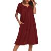 imageEkouaer Womens House Dress with PocketsWine Red