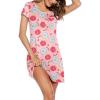imageEkouaer Womens Nightgown Sleep Shirt Dress Satin Patchwork Short Sleeve Sleepwear with PocketPink Donut Print
