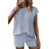 imageEkouaer Womens Pajamas Cap Sleeve Knit Lounge Set 2 Piece Soft Pjs Loungewear Sweater SetsBaby Blue