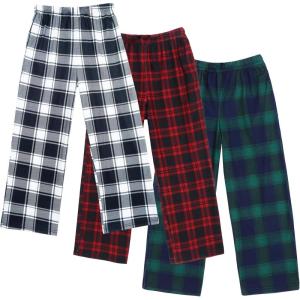 imageEkouaer Boys Pajama Pants 3 Pack Sleep Pants Soft Elastic Waist Kids Pajama Bottoms Plaid Lounge Pants with 2 PocketsBpattern10