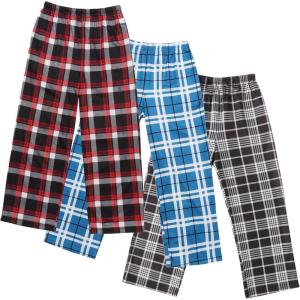 imageEkouaer Boys Pajama Pants 3 Pack Sleep Pants Soft Elastic Waist Kids Pajama Bottoms Plaid Lounge Pants with 2 PocketsBpattern2