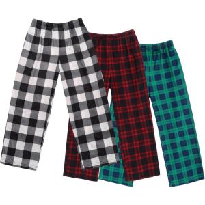 imageEkouaer Boys Pajama Pants 3 Pack Sleep Pants Soft Elastic Waist Kids Pajama Bottoms Plaid Lounge Pants with 2 PocketsBpattern8