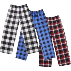 imageEkouaer Boys Pajama Pants 3 Pack Sleep Pants Soft Elastic Waist Kids Pajama Bottoms Plaid Lounge Pants with 2 PocketsBpattern9