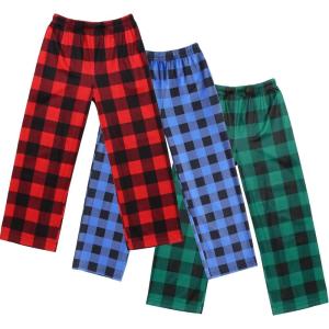 imageEkouaer Boys Pajama Pants 3 Pack Sleep Pants Soft Elastic Waist Kids Pajama Bottoms Plaid Lounge Pants with 2 PocketsPattern 15