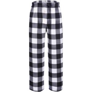 imageEkouaer Girls Soft Pajamas Pants Cute Print Pattern PJ Bottoms Comfortable Lounge Long Pants with 2 PocketsBlack Plaid