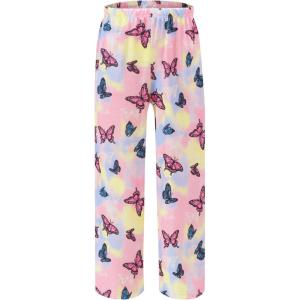 imageEkouaer Girls Soft Pajamas Pants Cute Print Pattern PJ Bottoms Comfortable Lounge Long Pants with 2 PocketsButterfly