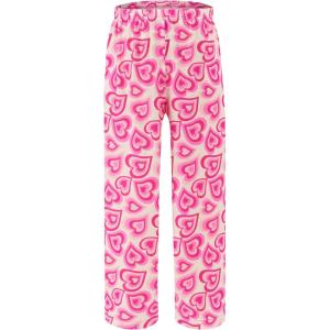 imageEkouaer Girls Soft Pajamas Pants Cute Print Pattern PJ Bottoms Comfortable Lounge Long Pants with 2 PocketsHeart
