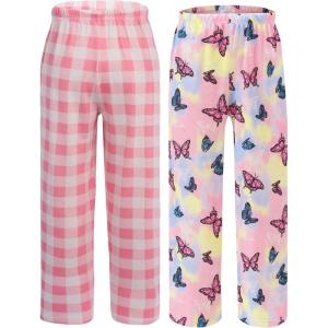 imageEkouaer Girls Soft Pajamas Pants Cute Print Pattern PJ Bottoms Comfortable Lounge Long Pants with 2 PocketsPattern 1
