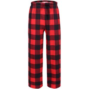imageEkouaer Girls Soft Pajamas Pants Cute Print Pattern PJ Bottoms Comfortable Lounge Long Pants with 2 PocketsRed Plaid