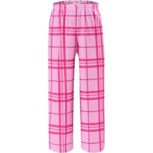imageEkouaer Girls Soft Pajamas Pants Cute Print Pattern PJ Bottoms Comfortable Lounge Long Pants with 2 PocketsSmall Pink Plaid