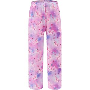 imageEkouaer Girls Soft Pajamas Pants Cute Print Pattern PJ Bottoms Comfortable Lounge Long Pants with 2 PocketsUnicorn