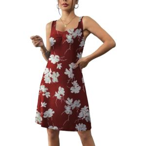 imageEkouaer Nightgowns for Women Night Shirts Sleeveless Sleep Shirts Pleated Front Sleepwear Sweetheart Neck Night DressWhite Flower