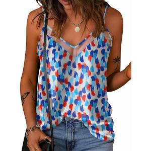 imageEkouaer Silk Tank Top for Women Mesh V Neck Satin Camisole Silky Sleeveless Tank Cami ShirtColorful