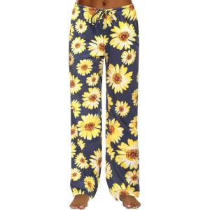 imageEkouaer Women Pajama Pants Comfy Pj Bottom with Pockets Stretch Plaid SleepwearSunflower Print