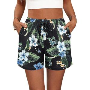 imageEkouaer Womens 2 Pack Pajama Shorts Comfy Lounge Bottom Y2k Printed Sleep Short with Pockets Pj Bottoms SXXLBlack Floral