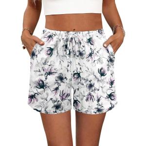 imageEkouaer Womens 2 Pack Pajama Shorts Comfy Lounge Bottom Y2k Printed Sleep Short with Pockets Pj Bottoms SXXLLight Grey Floral