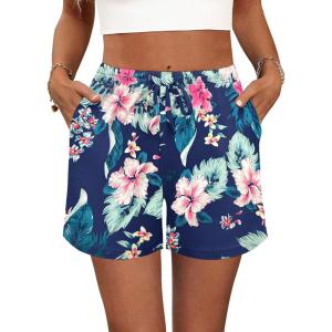 imageEkouaer Womens 2 Pack Pajama Shorts Comfy Lounge Bottom Y2k Printed Sleep Short with Pockets Pj Bottoms SXXLNavy Blue Floral