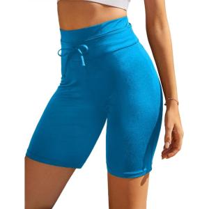 imageEkouaer Womens Board Shorts High Waist Swim Shorts Beach Surf Swimwear Shorts S4XLSea Blue