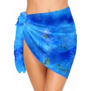imageEkouaer Womens Short Sarongs Chiffon Cover Ups Sheer Bikini Wraps for Swimwear S3XLBlue Tie Dye