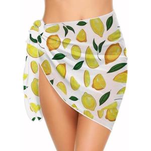 imageEkouaer Womens Short Sarongs Chiffon Cover Ups Sheer Bikini Wraps for Swimwear S3XLPat8yellow Lemon