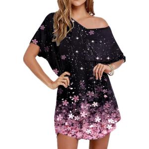 imageEkouaer Womens Tshirt Nightgown Cotton V Neck Sleepshirts Comfy Casual Nightshirt for WomenCherry Blossoms