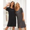imageEkouaer 3 Pack Womens Button Down Nightgowns Short Sleeve Night Shirts for Women Sleepwear V Neck Sleep DressBlack gray blue Green