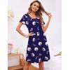 imageEkouaer 3 Pack Womens Button Down Nightgowns Short Sleeve Night Shirts for Women Sleepwear V Neck Sleep DressBlack gray moon Print
