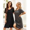 imageEkouaer 3 Pack Womens Button Down Nightgowns Short Sleeve Night Shirts for Women Sleepwear V Neck Sleep DressBlack grey navy